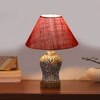 Devansh Conical Pink Jute Shade Lamp With Wood & Mosaic Glass Base For Decoration/Office/Home/Gifting/Study For Decoration/Office/Home/Gifting/Study -(10X10X14.5) Inches -A