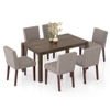 Atlas Solid Wood 6 Seater Compact Dining Table with set of 6 Ludo upholstered dining chair in Shitake Beige fabric