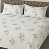 White Floral 400 TC Cotton Flat Super King Size Bedsheet With 2 Pilllow Covers From Threads