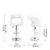 Doe Buck Adjustable Upholstered Bar Stool in White Colour with Chrome Base