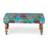 Bestone Solid Wood Bench In Floral Print Green Kantha Fabric