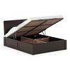 Alaca Solid Wood Queen Size Bed With Hydraulic Storage (Mahogany Finish)
