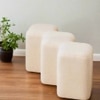 Wooden Twist Molecule Boucle Upholstered Ottoman Bench in Beige Colour