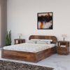 Woodwhiz Solid Wood Queen Bed With Drawer Storage In Provincial Teak Finish