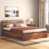 Marieta Solid Wood King Size Hydraulic Storage Bed In Teak Finish