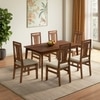 Saar Teak Wood 6 Seater Compact Dining Table with 6 Tessa Dining Chair (Finish: Sienna Teak, Colour: Wheat Brown)
