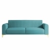 Veniza Velvet 3 Seater Sofa In Aqua Blue Colour