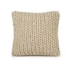 Rapunzel Pale Whisper Hand Braided Cotton Knitted Decorative Cushion Cover 16 x 16 Inches