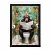 The Castle Decor Funny Chimpanzee Reading Newspaper Bathroom Wall Art 8x12 Inch