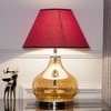 Ingram Glass and Metal Table Lamp With Maroon Cotton Shade