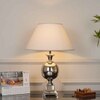 Faris Nickel Finish Metal Table Lamp With White Cotton Shade