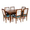 Globally Indian Sheesham Wood Turning Leg 6 Seater Dining Table Set With 6 Solid Wood Upholstered Chairs – In Blue Color