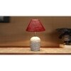 Maroon Jute with White Brushed Wood Table Lamp