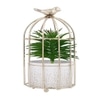 Faux Plant In Ceramic Pot With Attractive Bird Cage