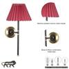 BARBOUR Single Light Black and Brass Wall Fitting with Maroon Shade