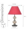 Bompton Nickel Finish Metal And Smoke Crystal Table Lamp With Maroon Cotton Shade