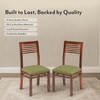 Zella Solid Wood Dining Chair Set Of 2 In Teak Finish With Avacado Green Colour Fabric