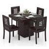 Julian 4 Seater Dining Table With Set Of 4 Capra Dining Chairs (Finish- Mahogany)