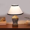 Devansh Conical White & Black  Cotton Shade Lamp With Wood & Mosaic Glass Base For Decoration/Office/Home/Gifting/Study For Decoration/Office/Home/Gifting/Study -(10X10X14.5) Inches -A