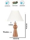 Devansh Off-White Cotton Vintage Straight Pleated   Lamp With Wood Base (12X19.25)