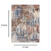 Ivory Blue Brown Abstract Wool Silk Hand Tufted Area Rug for Living Room Bedroom 4x6