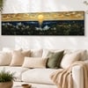 Japanese Nihonga Seascape Canvas Wall Art 12 x 46 Inch