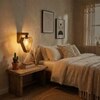 Hexad Brown Solid Wood Wall Lights