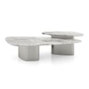 Leyton Metal Coffee Table In Fantasy Grey Marble And Chrome Base Finish