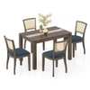 Atlas Crest Storage Solid Wood 4 Seater Dining Table With Reed Dining Chairs