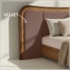 Elowen Softline Queen Size Bed in velvet With Oak wood Frame & Hydraulic Storage