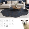 Modern Geometric Wool Silk Shaped Rug Charcoal Blue 10 x 14 Feet Handmade Carpet