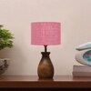 Devansh Pink Jute Table Lamp With  Wood Natural Base (7X13 Inches)-11