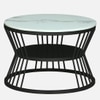 Nxus Square Metal Nesting Coffee Table Set Black Finish White Porcelain Top Set Of 2