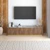Dorian Engineered Wood TV Unit With Ceramic Top In Walnut High Gloss Finish