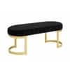 Doe Buck Upholstered Oval Bench in Black Colour with Gold Loop Legs