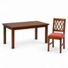 Globally Indian Pranika Solid Sheesham Wood 6 Seater Dining Table Set 6 Chairs Terracotta Orange