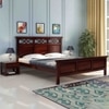 Tulsi Solid Wood Queen  Size Upholstered Bed Without Storage (Walnut Finish)