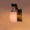 Devansh Solid Wood Electric Wall Light in Brown Colour with Grey Shade Count of 1 Light