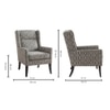 Joan Printed Infinity Grid Fabric Wing Chair in Green Colour