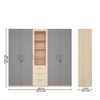 Tometrove Wardrobe Cum Bookcase Grey And Beige Teak
