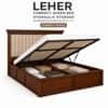 Leher Solid Wood Compact Queen Bed Hydraulic Storage Provincial Teak Finish Mattress 60 x 72 Inches