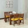 Arbor 4 Seater Dining Set with Cushioned Chairs in Yellow Colour