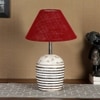 Maroon Jute with White Brushed Wood Table Lamp