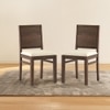 Atlas Solid Wood Dining Chair in Danish Walnut Finish & Wheat Brown Colour - Set of 2