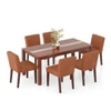 Atlas Crest Storage Solid Wood 6 Seater Dining Table With Set Of 6 Ludo Dining Chairs