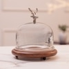 Ireka Homes Wildwood Acacia Wood Cake Stand with Glass Dome