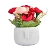 Red Artificial Flowers With Modern Planter