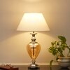 Hinton Amber Glass And Nickel Finish Metal Table Lamp With White Cotton Shade