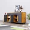 Hexa Red Multipurpose Storage Cabinet With 2 Drawer 4 Door in Giant Wood And Slate Grey Colour