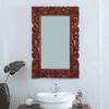 Rizo Mango Wood Teak Finish Carving Wall Mirror